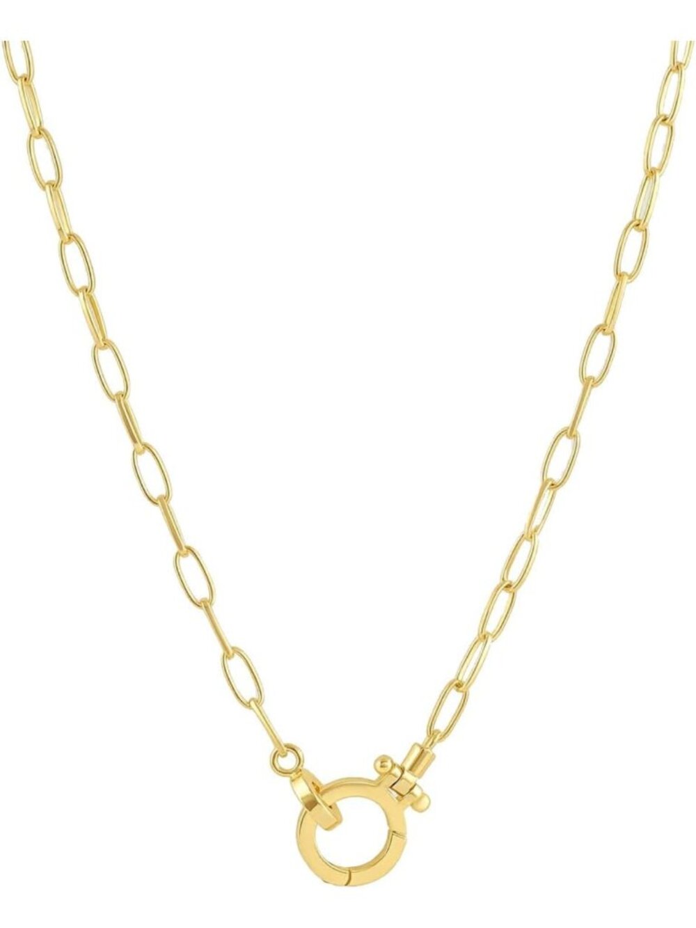 18k Gold Plated Mini Necklace 17” - Adjustable Hinge Closure, Perfect for